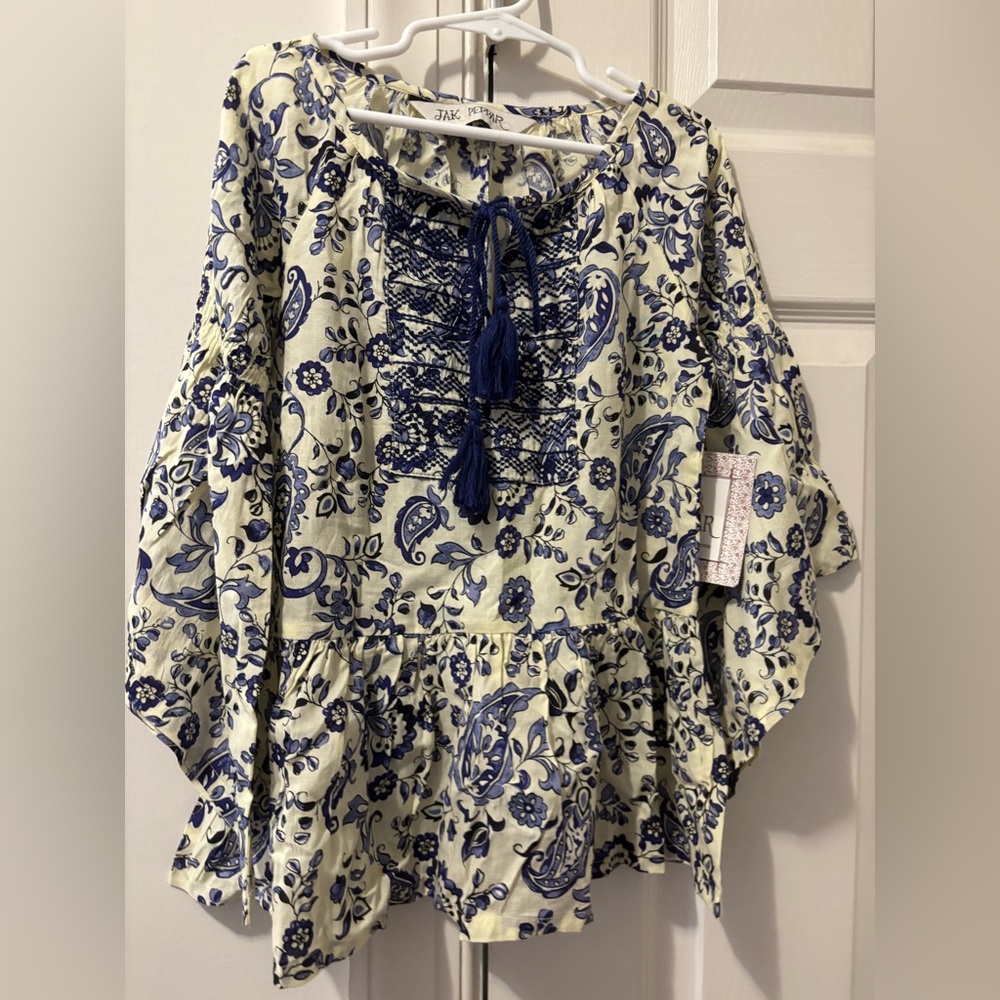 Jak & Peppar by mustard Pie blue boho peasant tunic in size 7 NWT